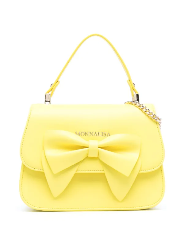 Monnalisa bow-detailed Leather Shoulder Bag Yellow