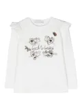 Monnalisa Pink Panther long-sleeve T-shirt - White