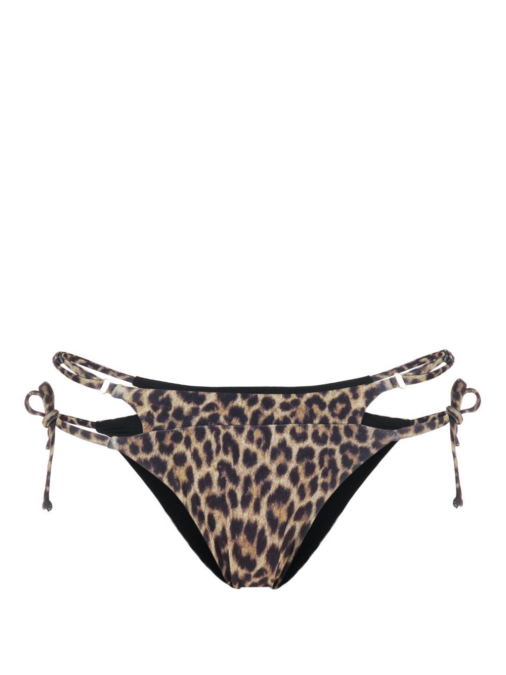 Matinee Leopard-print Double-waist Bikini Bottoms In Black