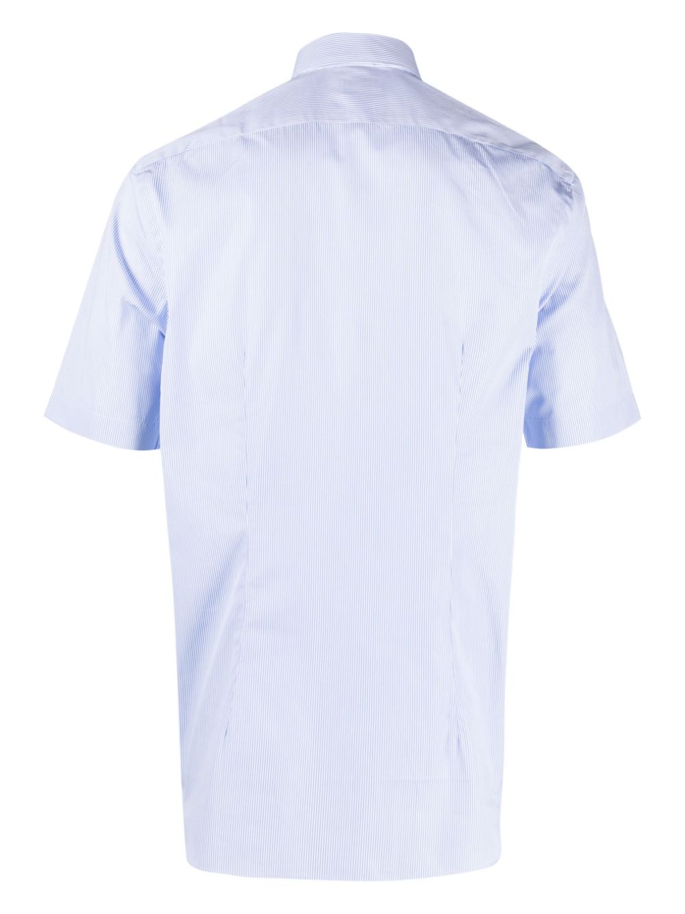 Shop Xacus Striped Short-sleeve Cotton Shirt In Blue