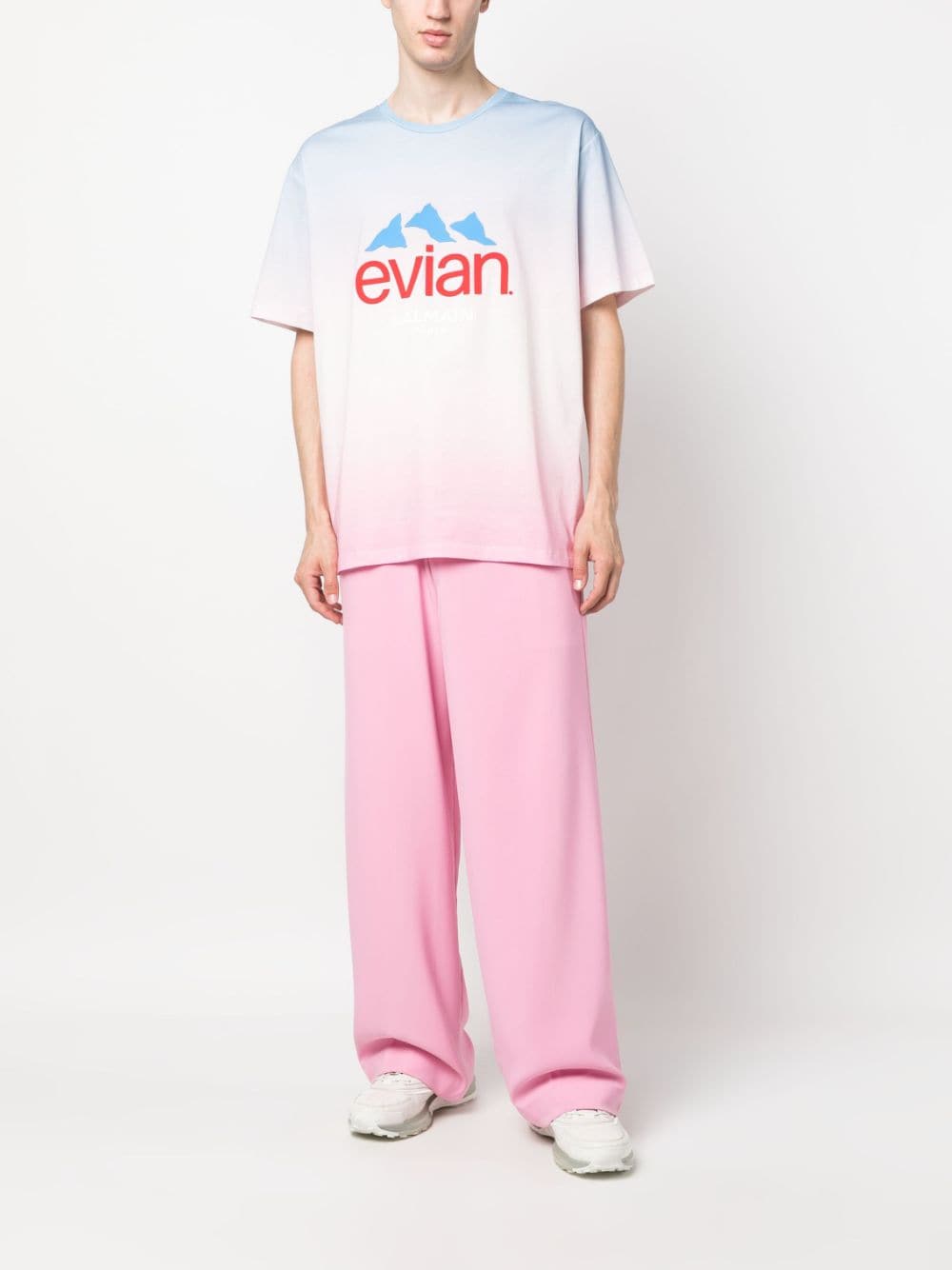 Balmain x Evian gradient-effect T-shirt - Blauw