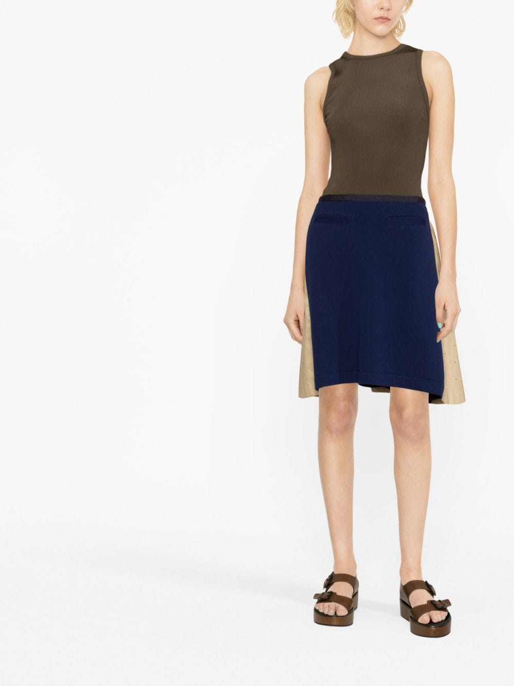 sacai technical jersey flared skirt - Blauw