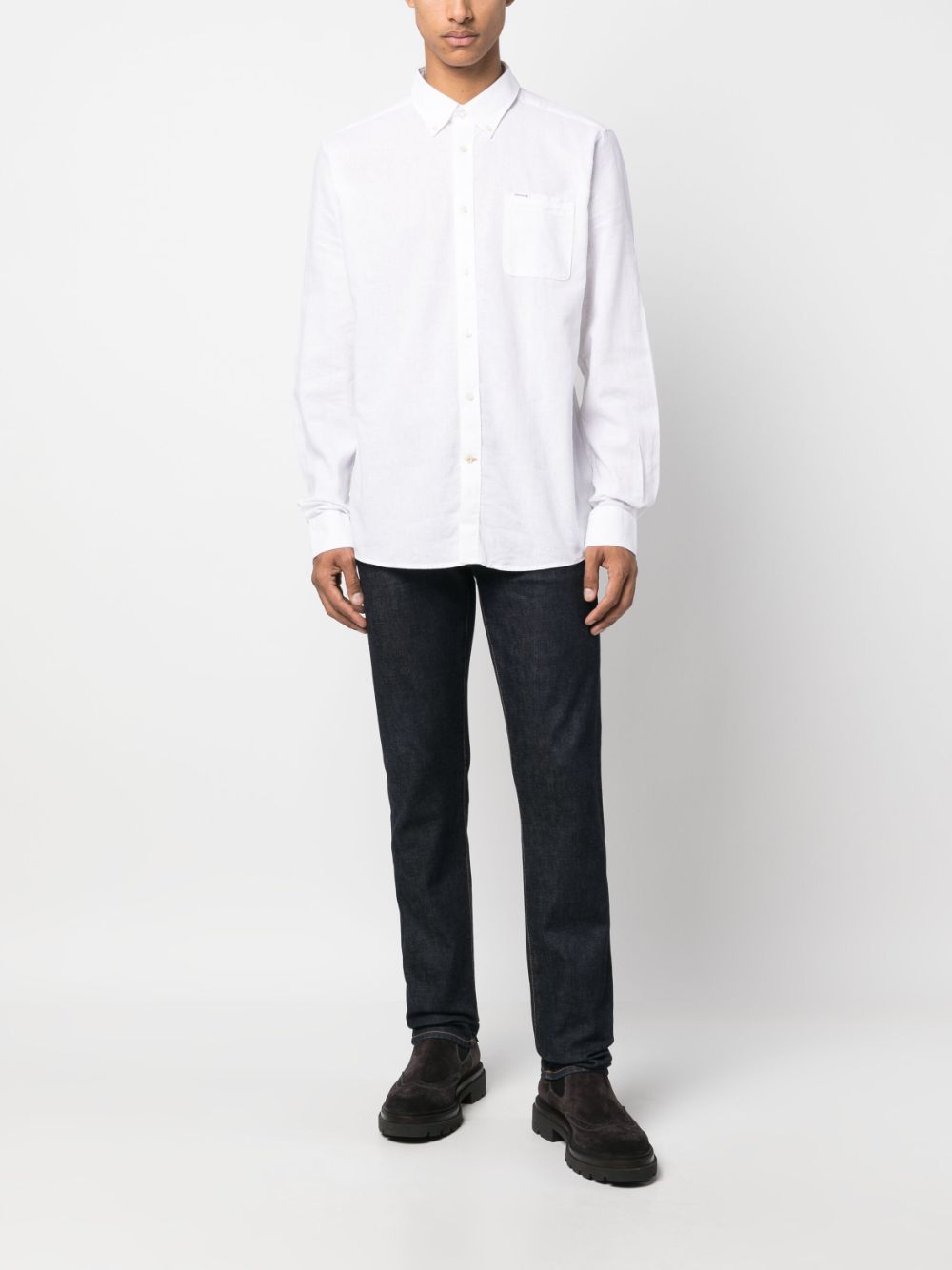 Shop Barbour Chest-pocket Button-up Shirt In White