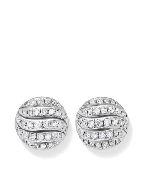 David Yurman sterling silver Sculpted Cable diamond earrings