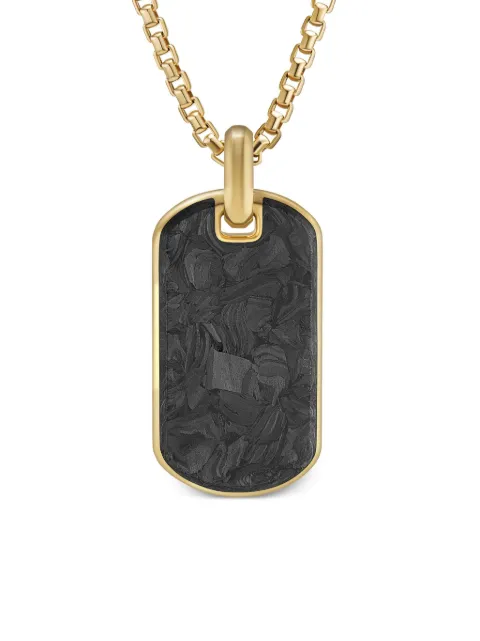 David Yurman 18kt yellow gold forged carbon tag (42mm)