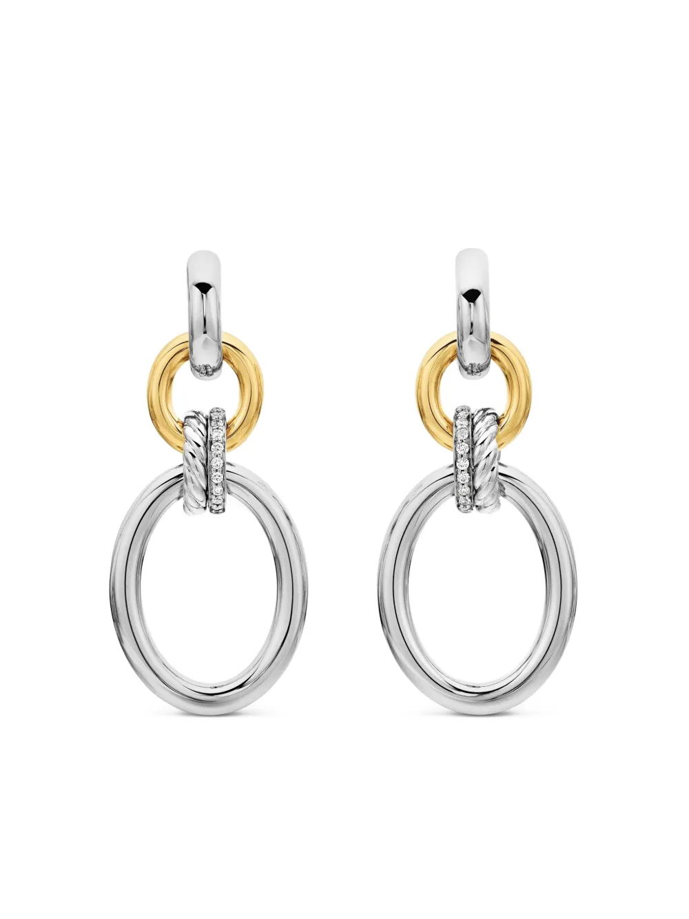 David Yurman DY Mercer Circular ダイヤモンド ピアス 50mm 18Kイエローゴールド&スターリングシルバー David Yurman DY Mercer Circular ダイヤモンド ピアス 50mm 18Kイエローゴールド&スターリングシルバー