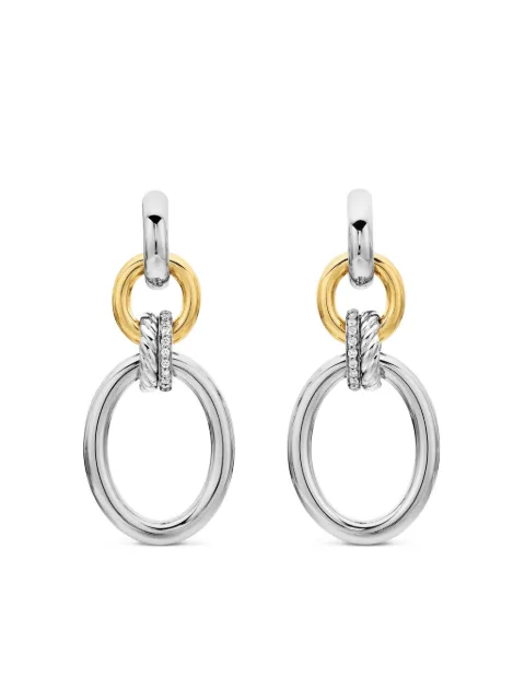 David Yurman 18kt yellow gold and sterling silver DY Mercer Circular diamond drop earrings (50mm)