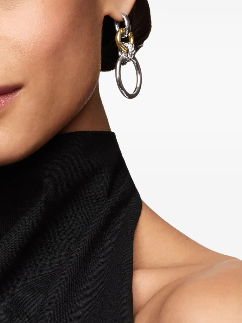 David Yurman 18K黄金纯银 DY Mercer Circular 钻石吊饰耳环（50毫米） | Image 2