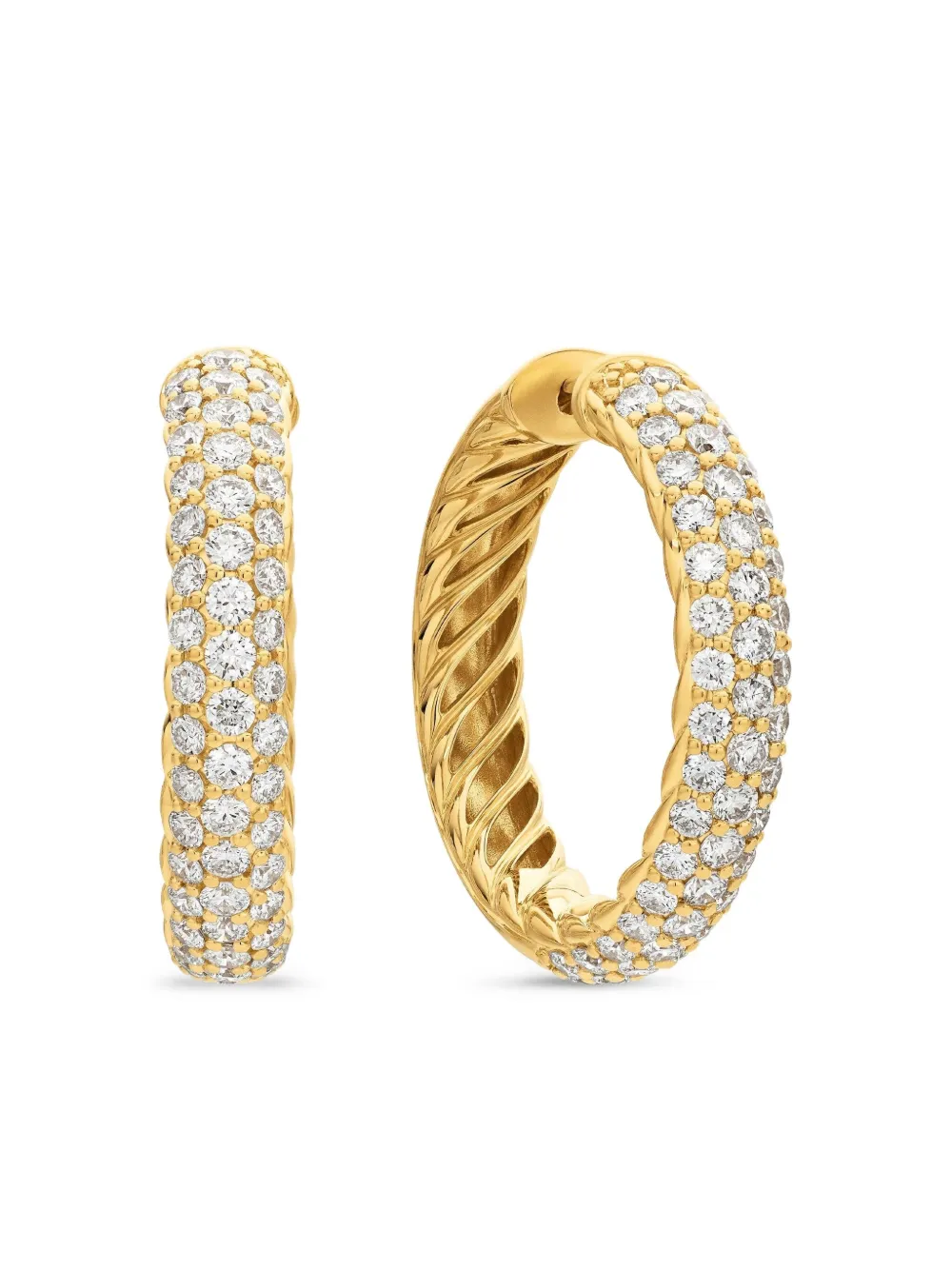David Yurman أقراط حلقية 'DY ميرسر' ذهب أصفر عيار 18 مرصعة بألماس (25.4 ملم) | ذهبي | Image 1