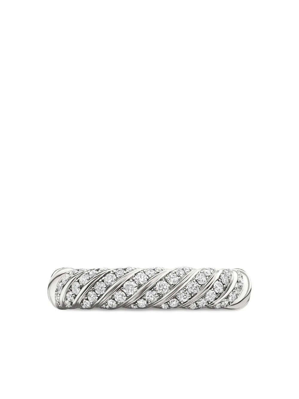 David Yurman Sculpted Cable ダイヤモンド リング 4.6mm 18Kホワイトゴールド - シルバートーン David Yurman Sculpted Cable ダイヤモンド リング 4.6mm 18Kホワイトゴールド - シルバートーン