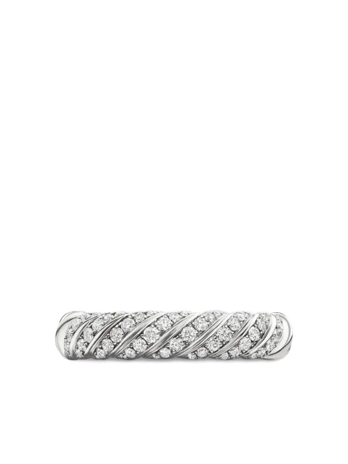 Bague Sculpted Cable en or blanc 18ct pavée de diamants (4,6 mm) - David Yurman - Modalova