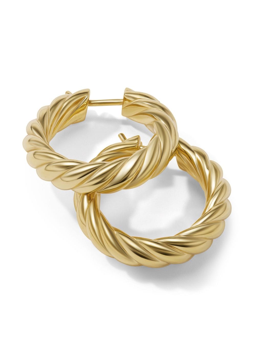 Shop David Yurman 18kt Yellow-gold Cable Hoop Earrings