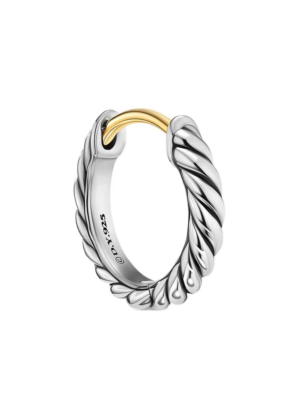 David Yurman Sterling Silver Sculpted Cable Micro Huggie Hoop Earrings (10.7mm), view 3