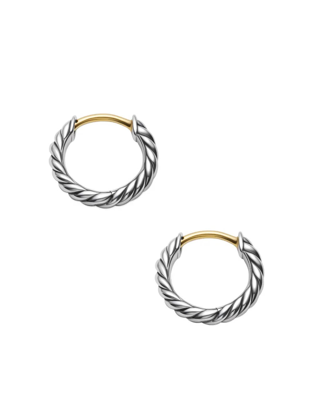David Yurman Sterling Silver Sculpted Cable Micro Huggie Hoop Earrings (10.7mm), view 5