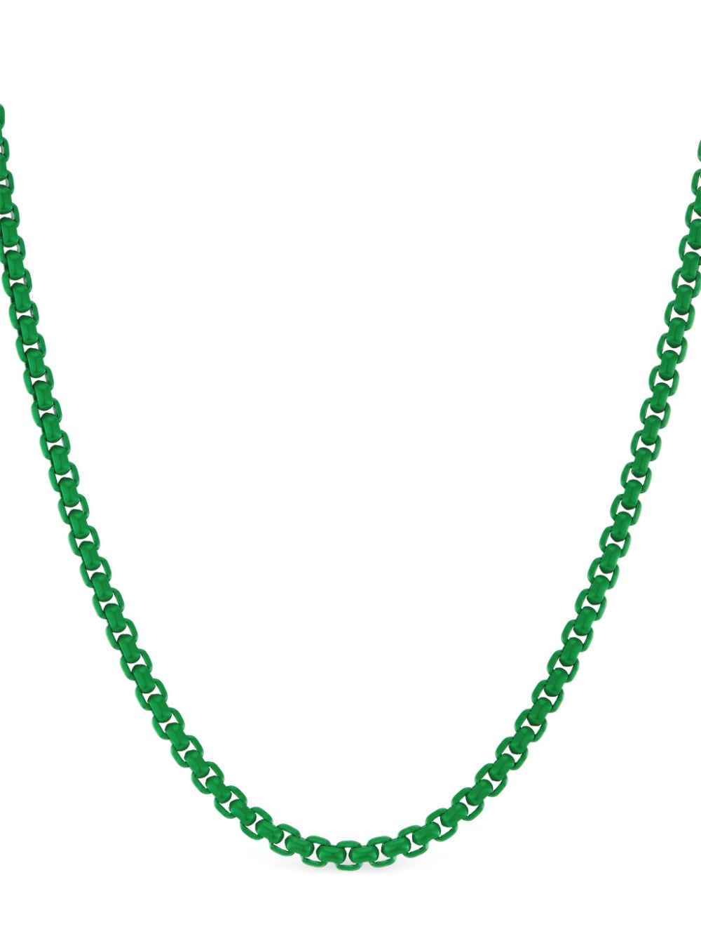 David Yurman 14kt Yellow Gold And Stainless Steel Dy Bel Aire Box-chain Necklace In Green