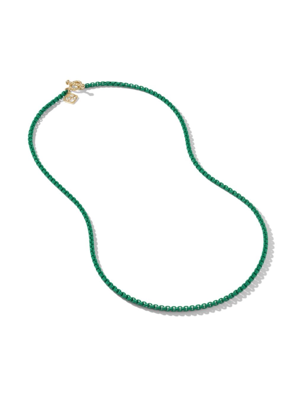 Shop David Yurman 14kt Yellow Gold And Stainless Steel Dy Bel Aire Box-chain Necklace In Green