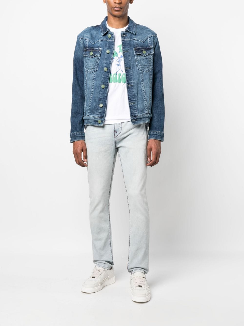 True Religion single-breasted denim jacket - Blauw