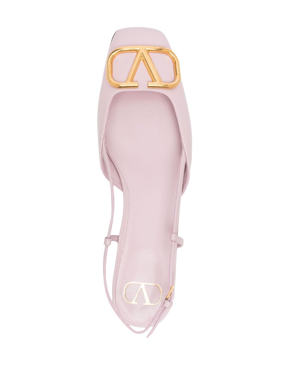 Shop Valentino Vlogo Leather Slingback Ballerina Shoes In Pink