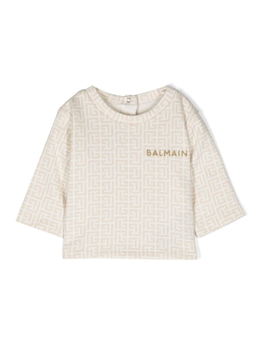 Balmain Babies' Monogram-pattern Cotton Sweatshirt In Neutrals