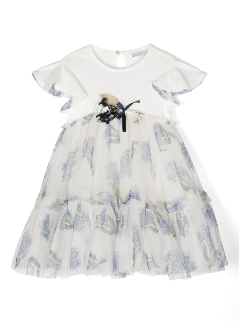 Monnalisa vestido de tul con estampado floral