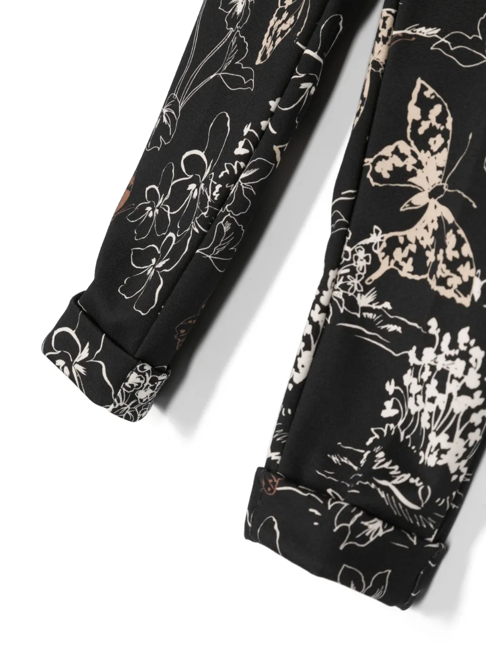 Shop Monnalisa Botanical-print Straight-leg Leggings In Black