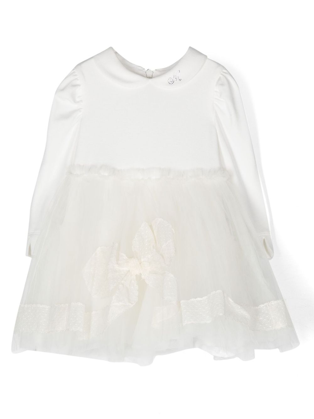 Monnalisa long-sleeve tulle dress - White