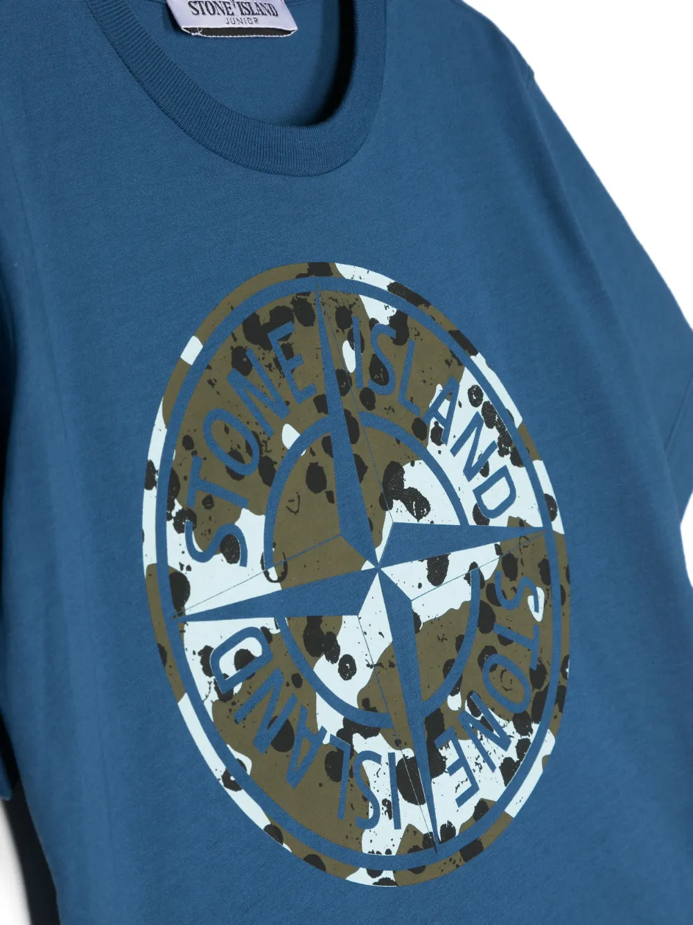 Stone Island Compass-motif Cotton T-shirt In Blue