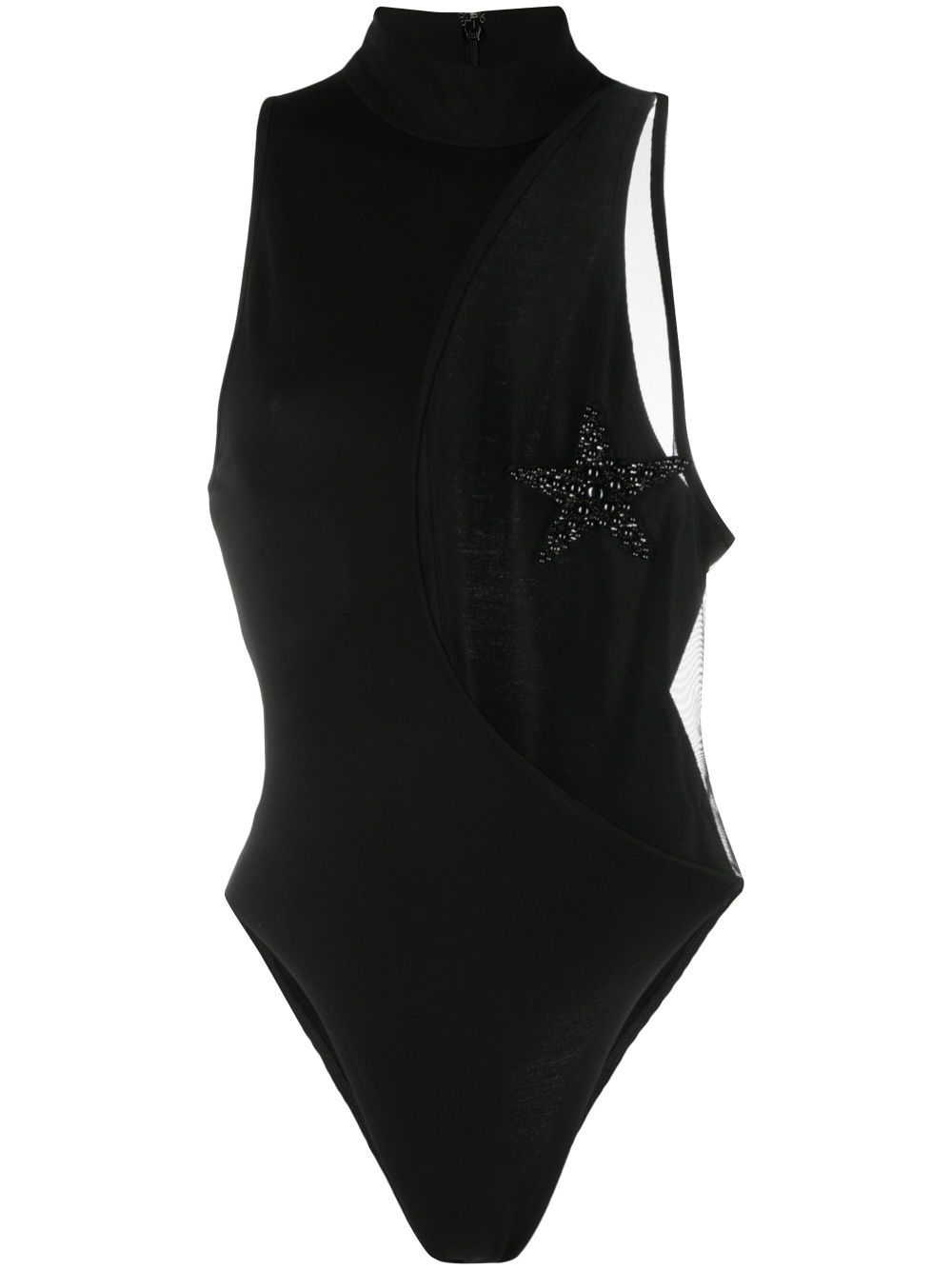 Shop Kiko Kostadinov Star-detail Cut-out Bodysuit In Black