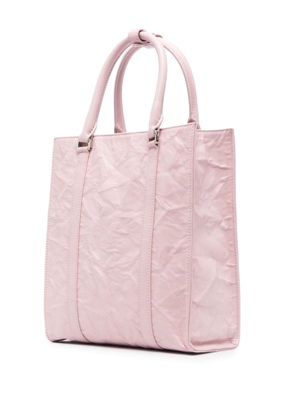 Shop Prada Logo-plaque Crinkle-effect Tote Bag In Pink