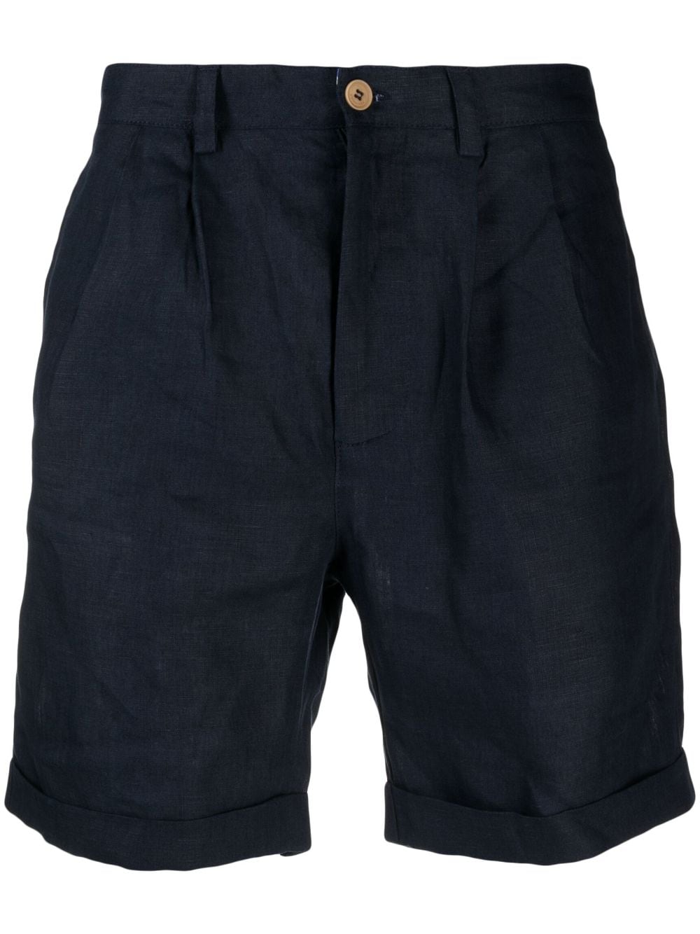 Peninsula Swimwear Stromboli Linen Black Shorts In Blue