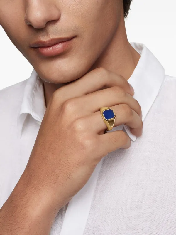 David Yurman Streamline ラピスラズリ シグネットリング 14mm 18K