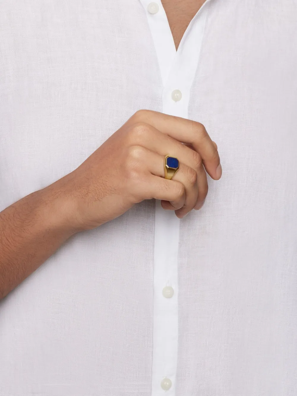 David Yurman 18kt yellow gold Streamline lapis lazuli signet ring (14mm) | Image 2