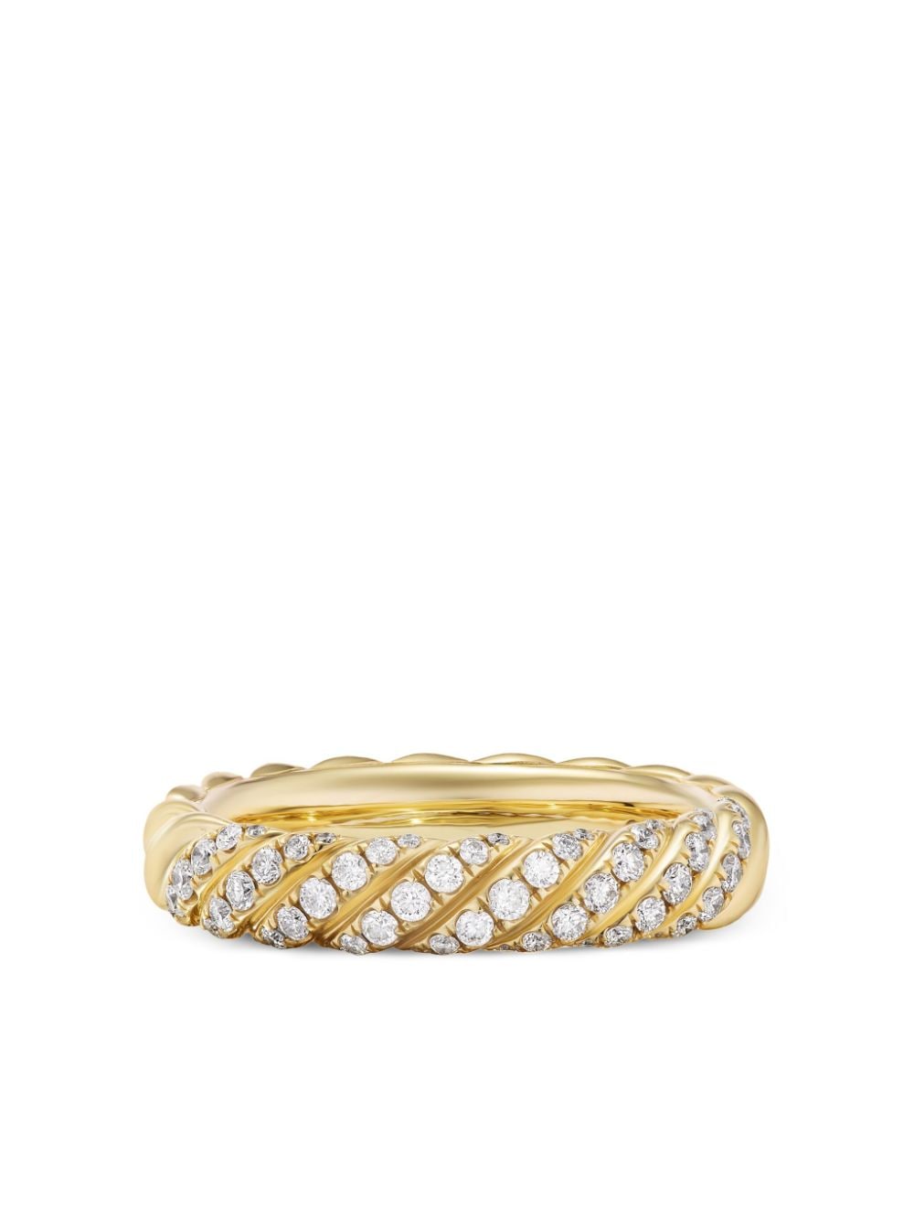 Shop David Yurman 18kt Yellow Gold Sculpted Cable Diamond Ring