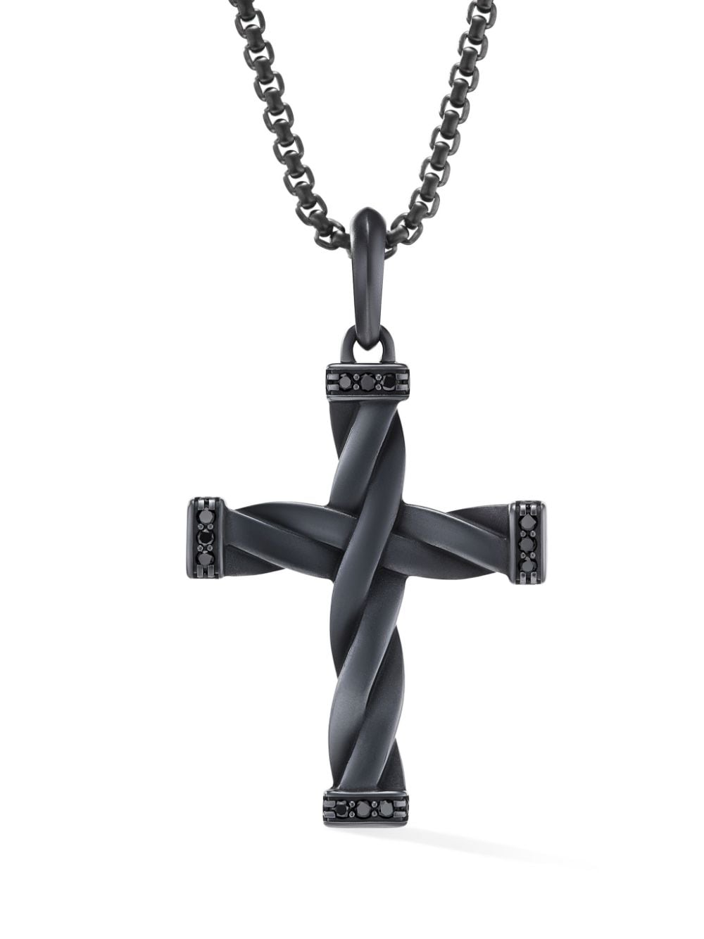 david yurman pendentif cross pavé de diamants noirs