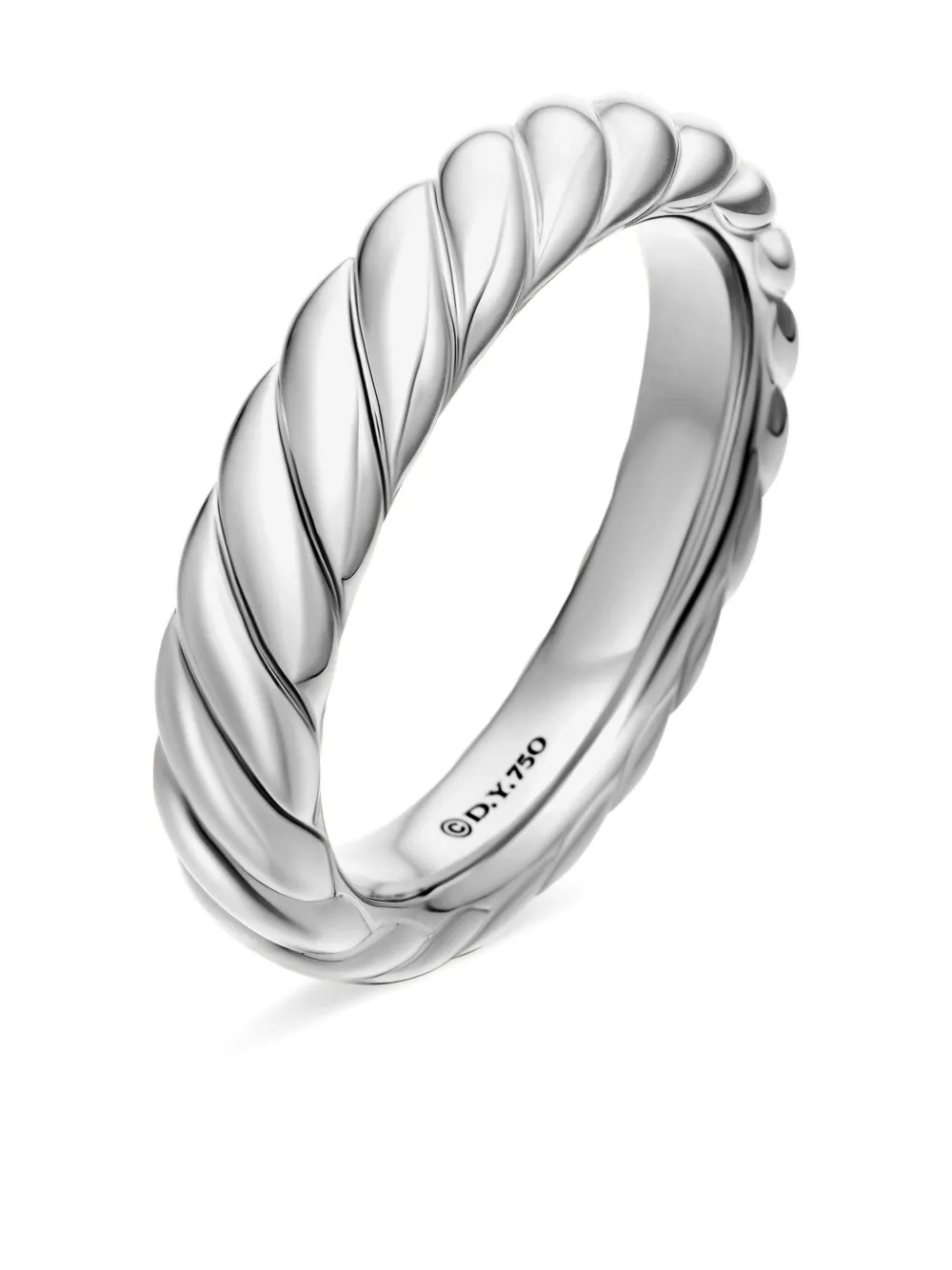 18kt White Gold Sculpted Cable Band Ring (4.6mm)