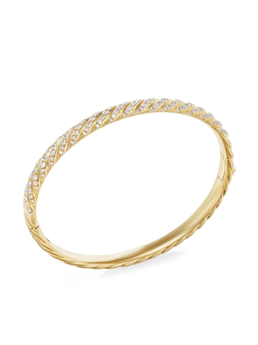 Shop David Yurman 18kt Yellow Gold Diamond Sculpted Cable Bracelet