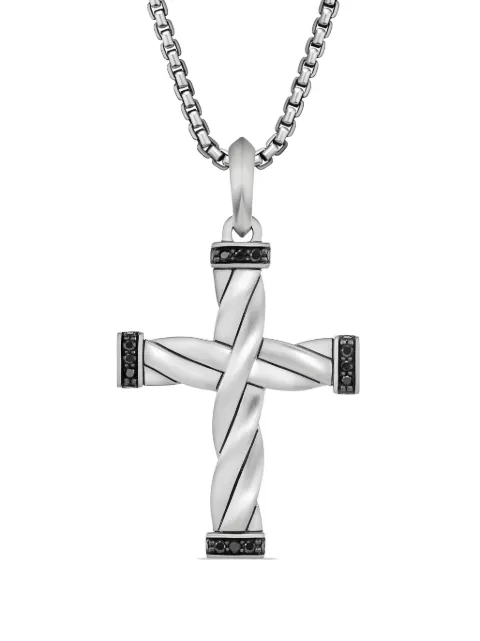 David Yurman DY Helios Sterlingsilber-Kreuzanhänger mit Diamanten (48mm)