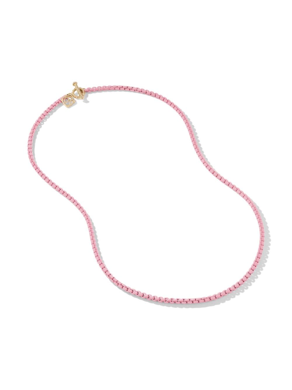 David Yurman 14kt Yellow Gold And Stainless Steel Dy Bel Aire Box-chain Necklace In Pink