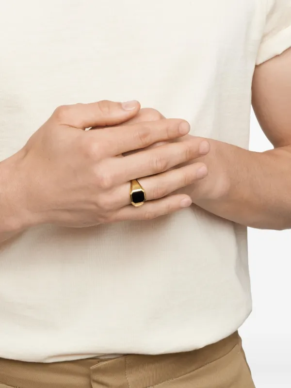 David Yurman Streamline オニキス シグネットリング 14mm 18Kイエロー