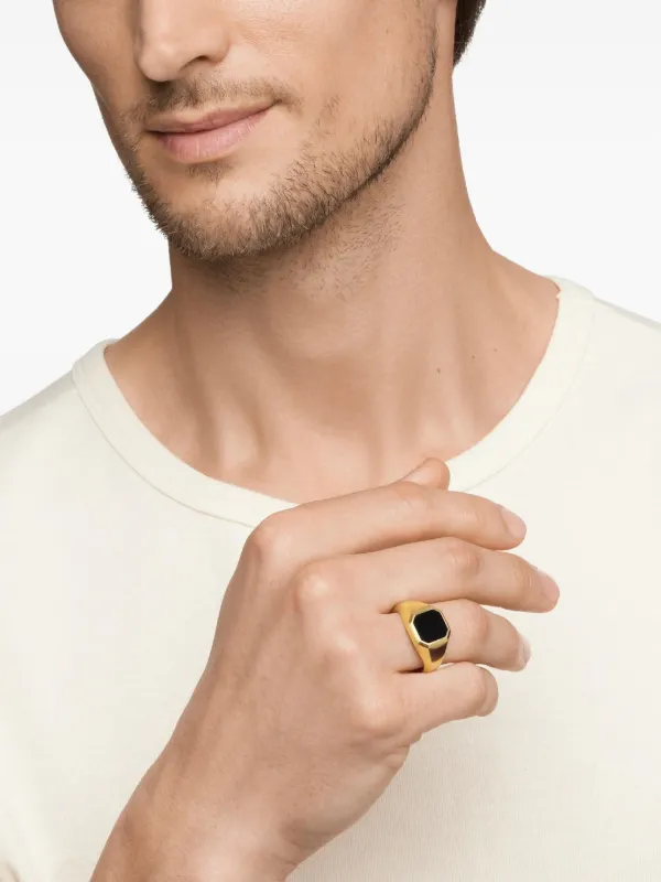 David Yurman Streamline オニキス シグネットリング 14mm 18Kイエロー