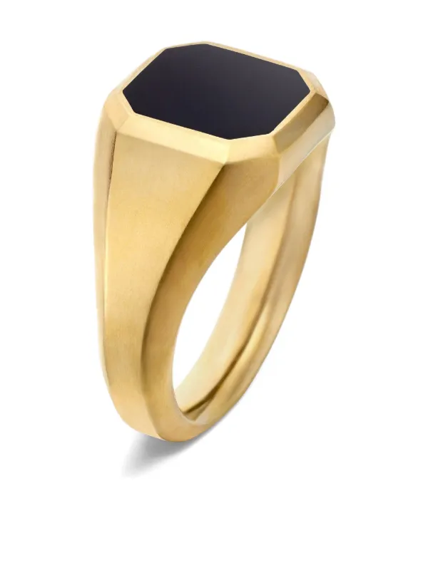 David Yurman Streamline オニキス シグネットリング 14mm 18Kイエロー