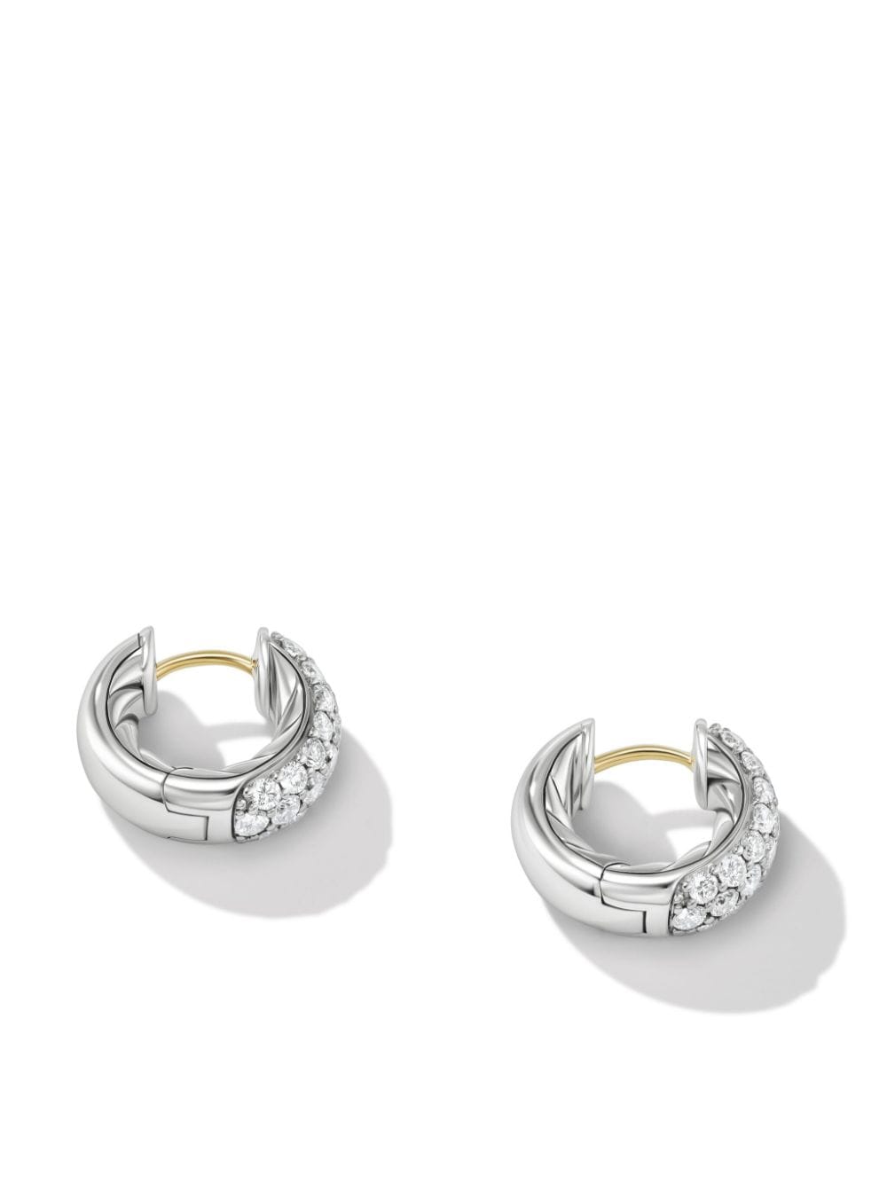 Shop David Yurman Sterling Silver Diamond Sculpted Cable Hoop Earrings