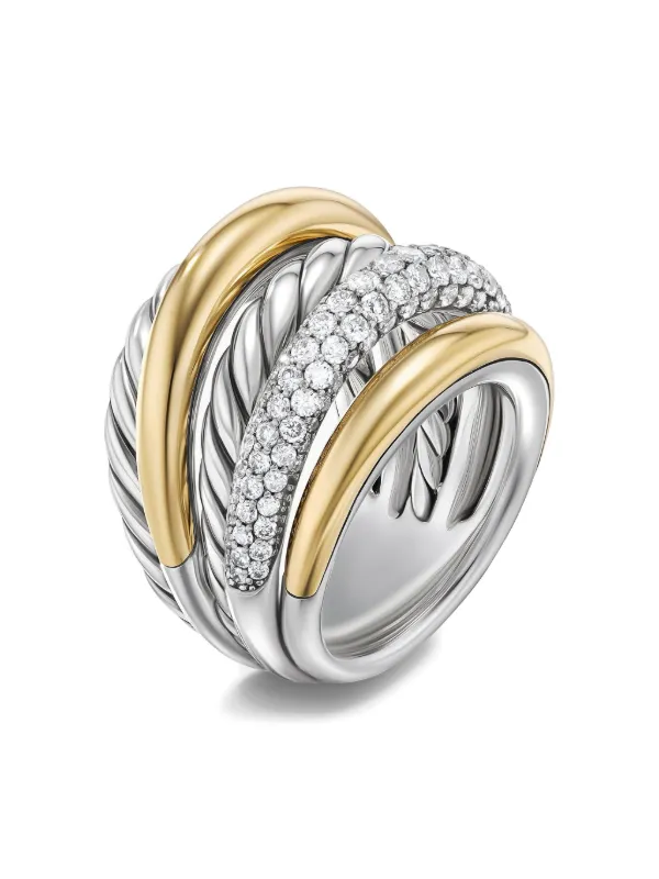 David Yurman DY Mercer Multi Row ダイヤモンド リング 21mm
