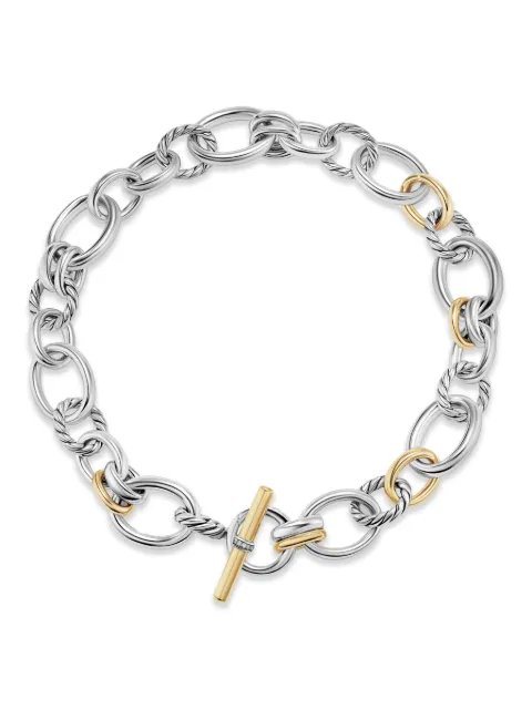 David Yurman 18kt yellow gold DY Mercer diamond chain necklace (25mm)