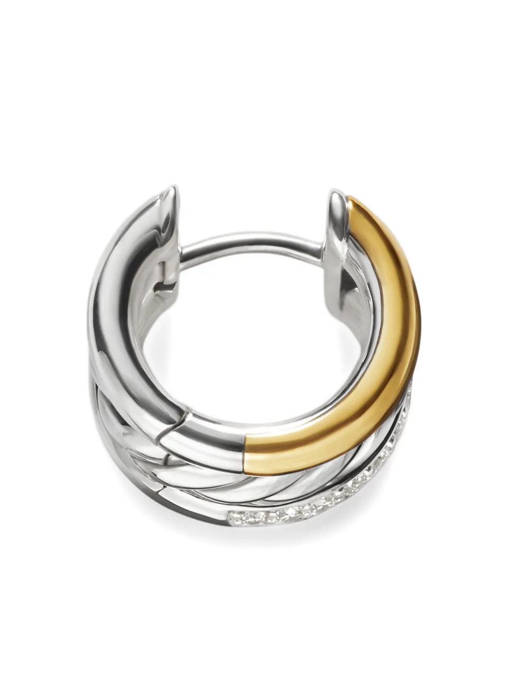  David Yurman Pendientes De Aro Huggie Dy Mercer De 14 Mm En Oro Amarillo De 18 Ct Y Plata De Ley Con Diamantes - Plateado 