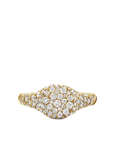 David Yurman 18kt yellow gold Petite Pavé diamond pinky ring (7mm)