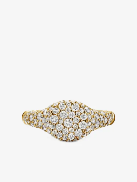 David Yurman 18kt yellow gold Petite Pavé diamond pinky ring (7mm)