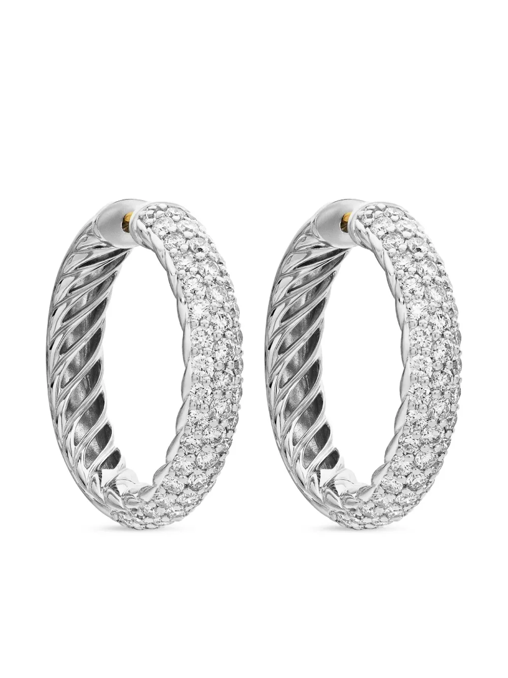 David Yurman DY Mercer ダイヤモンド フープピアス 25.4mm スターリングシルバー - シルバートーン David Yurman DY Mercer ダイヤモンド フープピアス 25.4mm スターリングシルバー - シルバートーン