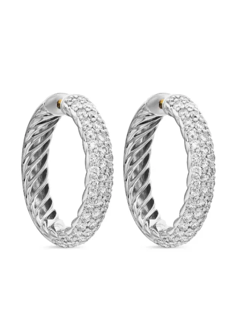 David Yurman sterling silver DY Mercer diamond hoop earrings (25.4mm)