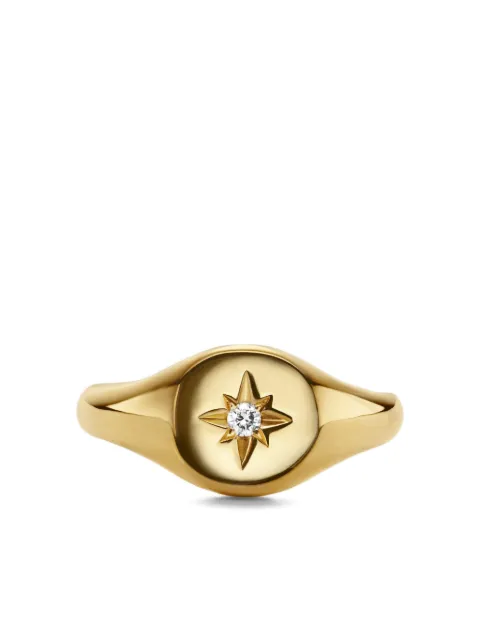 David Yurman 18kt yellow gold Cable Collectibles Starset diamond pinky ring (7mm)